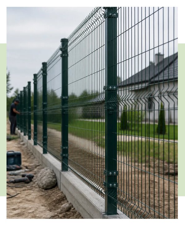 Установка забора из сетки гиттер под ключ на участке в Верхней Пышме